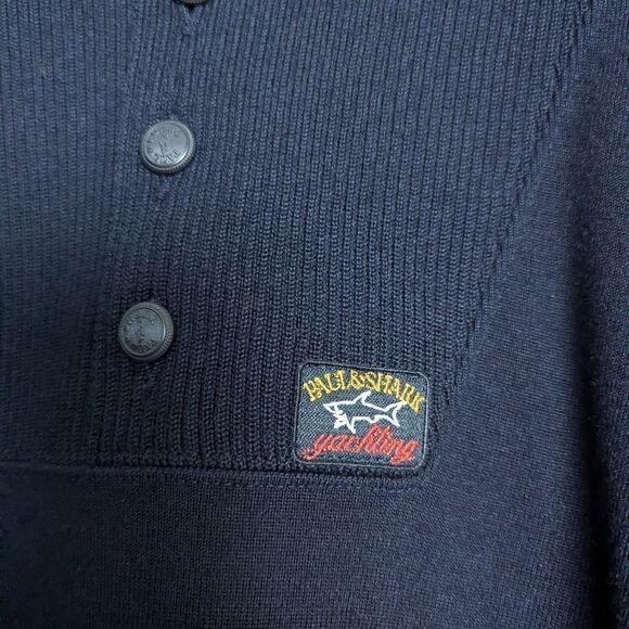 Paul & Shark Wool bleand crew neck sweater 1/4 button front size large - Picture 3 of 9